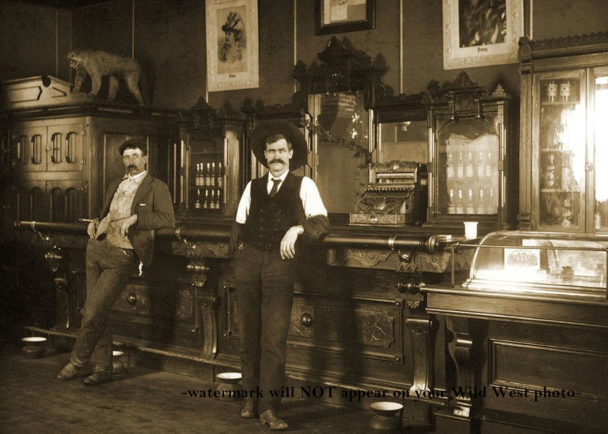 FOTO 5x7 Wild West Montana Saloon Bar Old Tavern Cowboys 1905