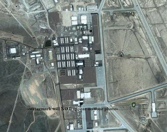 Area 51 PHOTO Secret Complex Aerial Satellite View, UFO Project Blue Book Secret Aircraft Facility Aliens