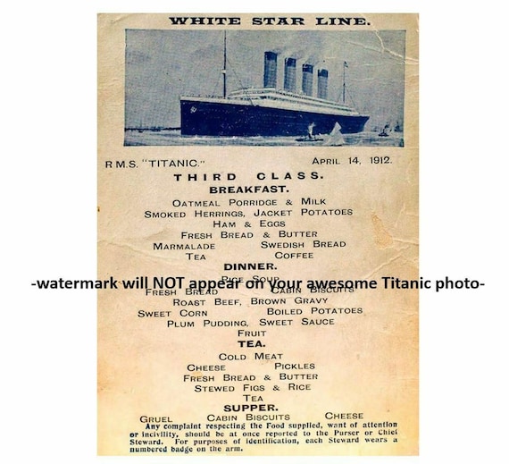 5x7 Titanic Menu Foto 3e Klas Dining Salon Menu Op Night Of Etsy