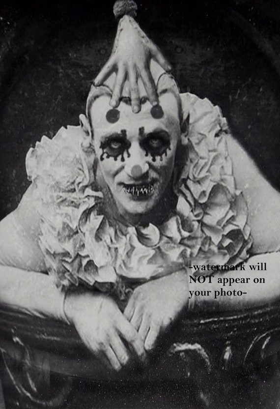 4x6 ヴィンテージ 不気味なサーカス ピエロ 怖い写真 変人 不気味 奇妙