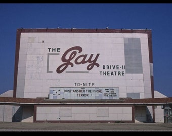 Vintage GAY drive-in film theater foto 1980 klassieke scherm Minnesota, Wall Decor