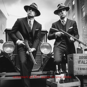 5x7 Prohibition Bootlegger PHOTO Gangsters Whiskey Art Print Bar Speakeasy Decor 5x7