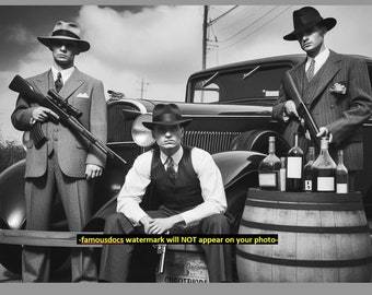 Prohibition Bootlegger PHOTO Gangsters Whiskey Art Print Speakeasy Decor 5x7