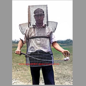 5x7 1920s Funny Golf Caddy PHOTO Golfer Course Driving Range Cage Safety First Balls Caddie