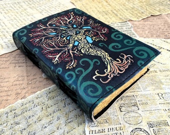 Leather JOURNAL Printed Tree Design [Handmade] sketchbook, leather Notebook, writing journal,travel journal,leather dairy,custom journal.