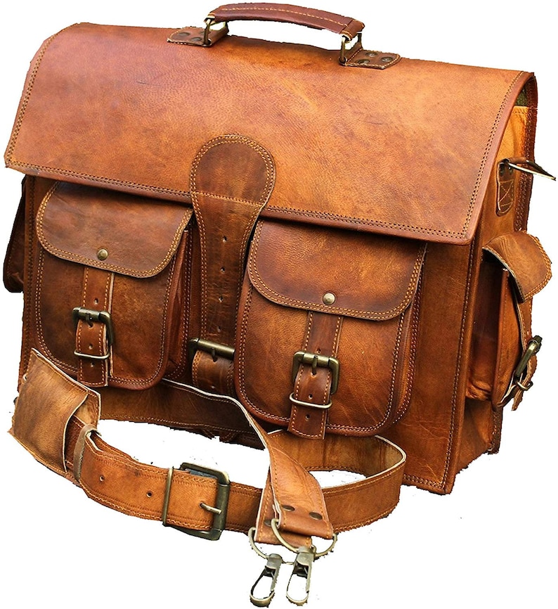 15 Vintage Leather Messenger Soft Leather Briefcase Satchel Leather ...