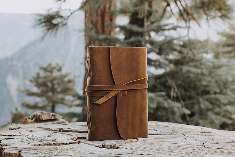 Antique Dark Brown III Leather Journal Diary Handmade with leather tie closure Leather Cord Coptic bound Size image 1