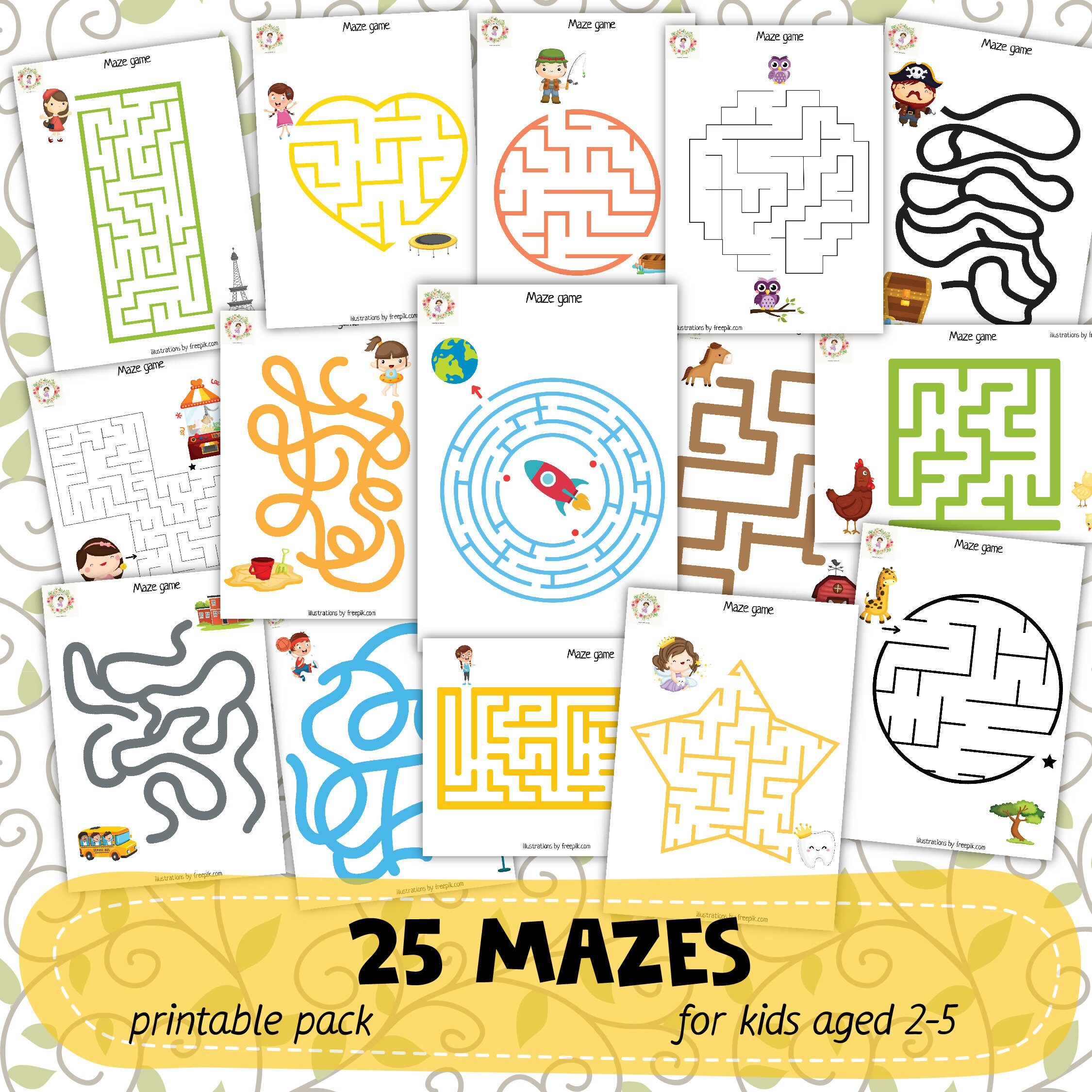 maze games for kids aged 2 5 printable worksheet learning etsy israel
