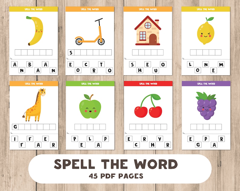 Spell The Word Preschool Worksheets Toddler Busy Book Quiet | Etsy