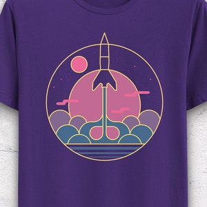 Explore Beyond T-Shirt, rocketship, rocket shirt, geometric space shirt, space shirt, galaxy shirt, rocket ship