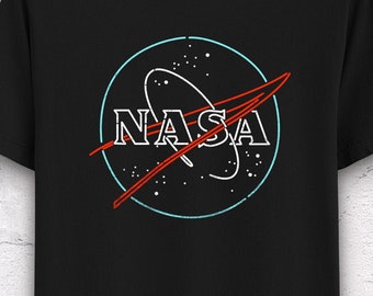 NASA Neon T-Shirt in Black /Unisex/Women/Men - Women's NASA Shirt - Space Shirts - Nasa Space Tees, NASA Shirt for Women, Nasa Shirt Men