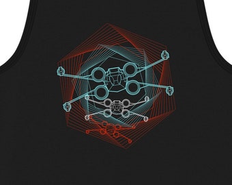 Retro Warp Starfighter Tank Top: Sci-Fi Parody Design