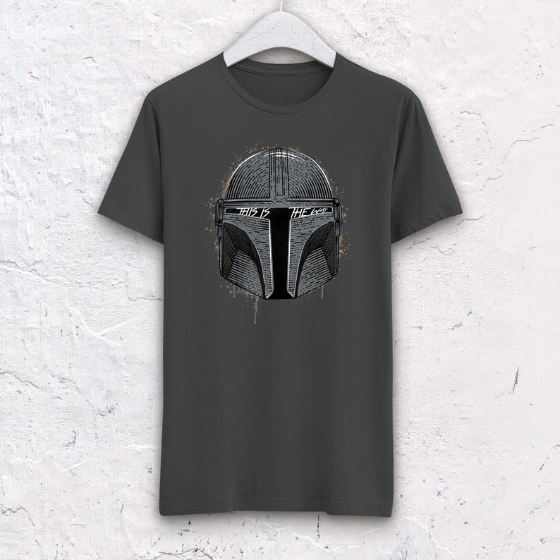 The Mandalorian T-Shirt - Star Wars "This Is The Way" Helmet Tee Charcoal