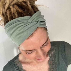 Calysta double-layered turban hairband - PEPPERMINT, 2 wearing options, plain headband, wide, ORGANIC