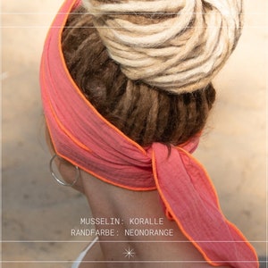 Muslin hairband women ORGANIC, hairband to tie yourself, many ways to wear, many colors, SIZE M 180 cm long image 8