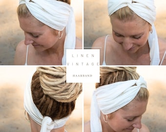 LINEN VINTAGE Haarband Damen, Haarband zum selber binden, viele Tragemöglichkeiten, 3 Größen - off-white