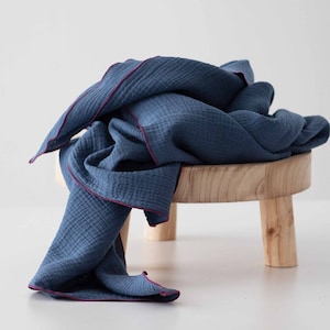 Muslin scarf women's neckerchief scarf girl boy XXL ORGANIC indigo/bordeaux