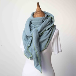 LINEN VINTAGE - Scarf in an elegant linen look, soft on the skin, 100% cotton - AQUA