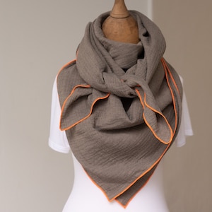 Muslin scarf women's children's XXL neckerchief taupe MELANGE