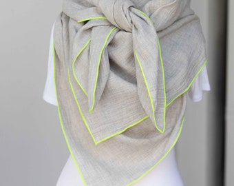 Muslin scarf women children XXL scarf light grey MELANGE