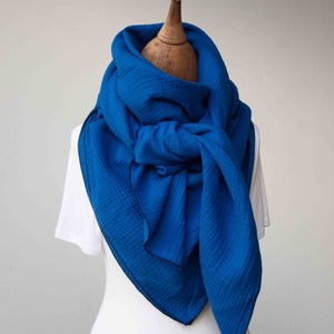 Muslin scarf women's children's XXL scarf organic royal blue