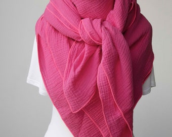 Muslin scarf women's children's XXL scarf organic bright pink