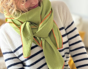 Muslin scarf women's children's XXL scarf ORGANIC - LIME