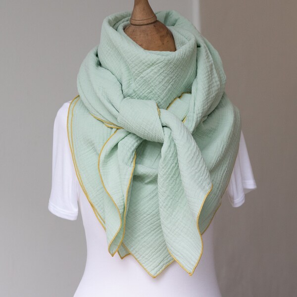 Muslin cloth women's triangular scarf scarf children's organic XXL mint