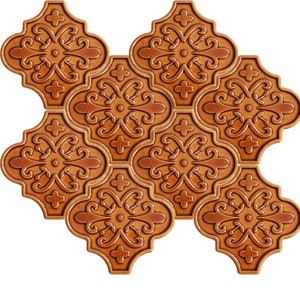 12×12 Ottoman Floral Arabesque Caramel Tile  Ceramic 1 sqm2 (10 sqf ) ,set of 1 m2 ,105  pcs Unique turkish tiles,ceramic mosaic tiles,