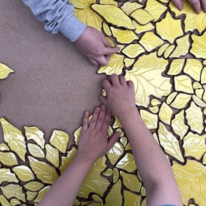 Gazel Tile Ceramic Table, unique design ceramic yellow leaf design,wall decoration,  ceramic art,a different perspective on your home,1m2
