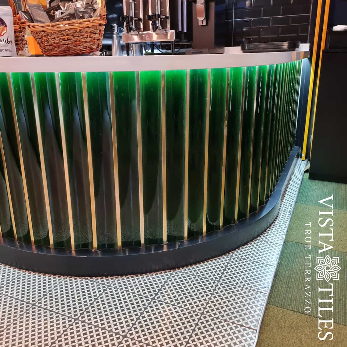 Bar Front Green Ceramic Corrugated Tile Concave Ceramic Etsy
