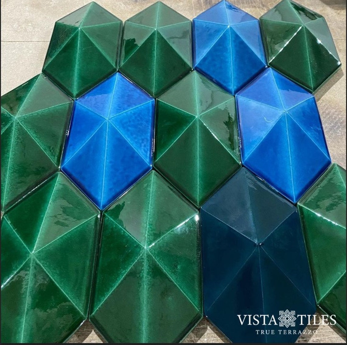 Rectangular Diamond Tiles Diamonds Tiles,handmade Tile,natural Clay Tile, Green Ceramic Tile ...
