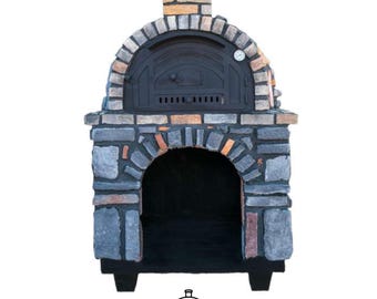 Horno de piedra para exteriores Pizza Master: horno de leña italiano artesanal con núcleo de ladrillo refractario y auténtico diseño de arco de ladrillo. Horno de pizza casero.