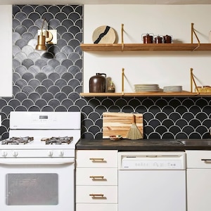 Tiles,Mosaic Wall & Floor Tile,Smoked Oyster Fish Scale Pattern Tile,Backsplash tile, Porcelain tile,for Bathroom wall and Shower wall