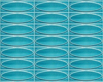 Tile,mosaic tiles,,Handmade Brick,Subway Tile, Ellipse Turquoise Patterned  Tile,Wall & Floor Tile, set of  1 m2,1 sqm2 (10 sqf ) 7x21cm