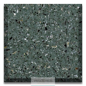 Exquisite Green Terrazzo Tiles , Customizable Terrazzo Slabs , Luxurious Terrazzo , Thin Terrazzo  , Sample tiles (SKY GREEN-33)
