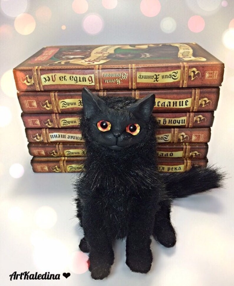 realistic black cat plush