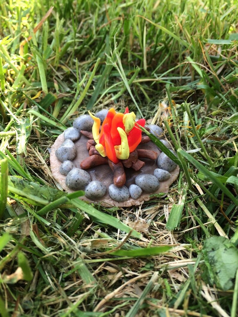 Miniature Clay Campfire Fairy Garden Campfire Miniature Etsy