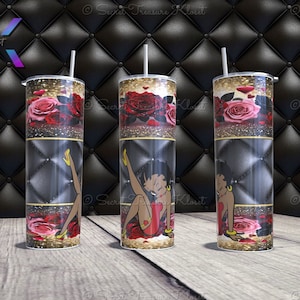 Rose Betty Boop | Digital Sublimation Wrap| 20oz Skinny Tumbler | Digital Download| Tumbler Instant Download PNG JPG| Custom Tumbler Wrap