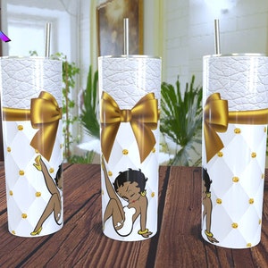 White and Gold Betty Boop Digital Sublimation Wrap| 20oz Skinny Tumbler Wrap| Digital Download| Betty Boop Tumbler| Betty Boop Digital Wrap
