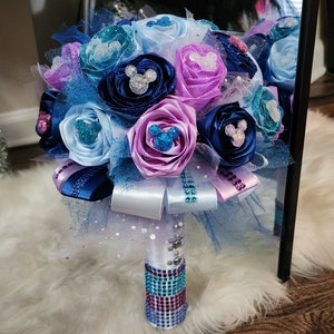 Bridal &quot;Character Theme&quot; Eternal Rose Bouquet| Wedding Bouquet| Ribbon Roses| Forever Roses| Bridal Bouquet| Bridesmaid| Everlasting Bouquet