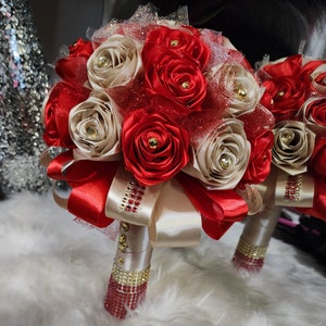 Bridal Eternal Rose Bouquet| Wedding Bouquet| Ribbon Roses| Forever Roses| Bridal Bouquet| Bride| Bridesmaids| Everlasting Bouquet