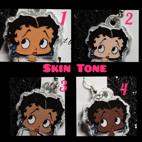 Handmade Betty Boop Red Camouflage Dangle Drop Earrings| Gifts