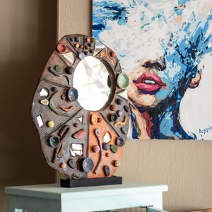 Dissimilar Ceramic Gift Mirror,  Ceramic Mirror Home Decor, New Home Gift Mirror, Handcrafted Ceramic For Ceramic Gift Idea, Ceramic Lovers