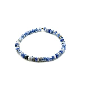 Thalassa Bracelet-Small Blue Jasper Bracelet Dainty Stone Bracelet 2x4mm, 6.25” to 7” Adjustable Blue Gemstone Bracelet Minimalist Jewelry
