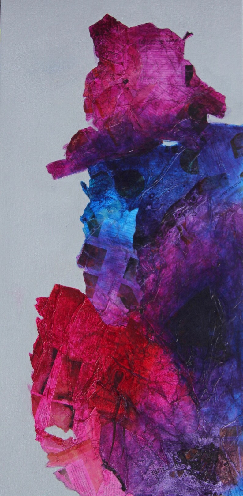 Original long narrow vertical art painting on canvas pink Etsy