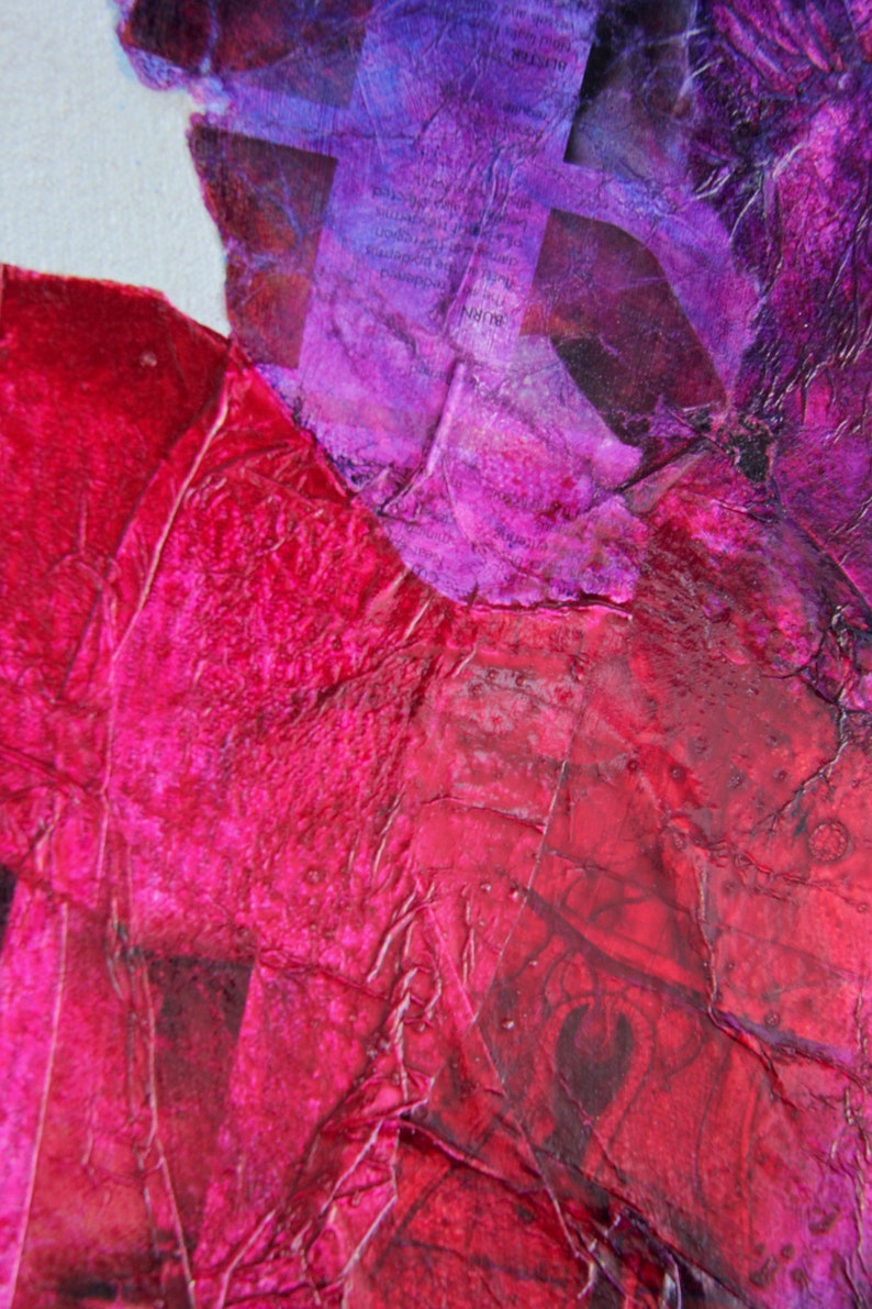 Original long narrow vertical art painting on canvas pink Etsy