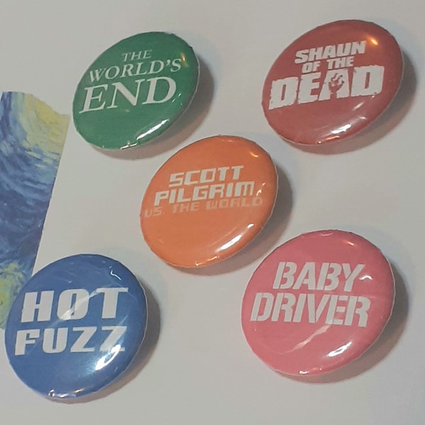 Edgar Wright Film Button Badges