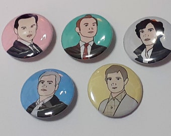 Sherlock Character Button Badges