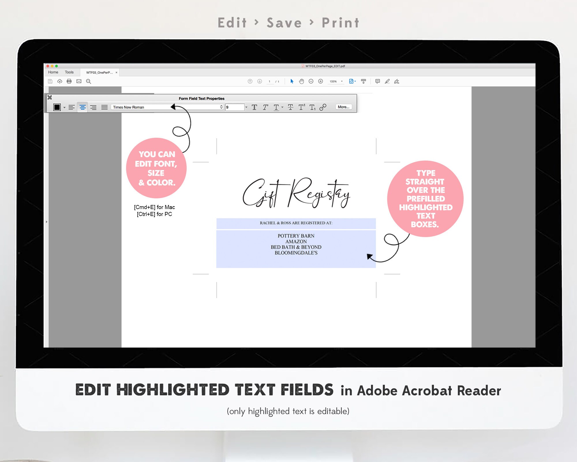 Gift Registry Card Template. Wedding Registry Card. Registry Etsy